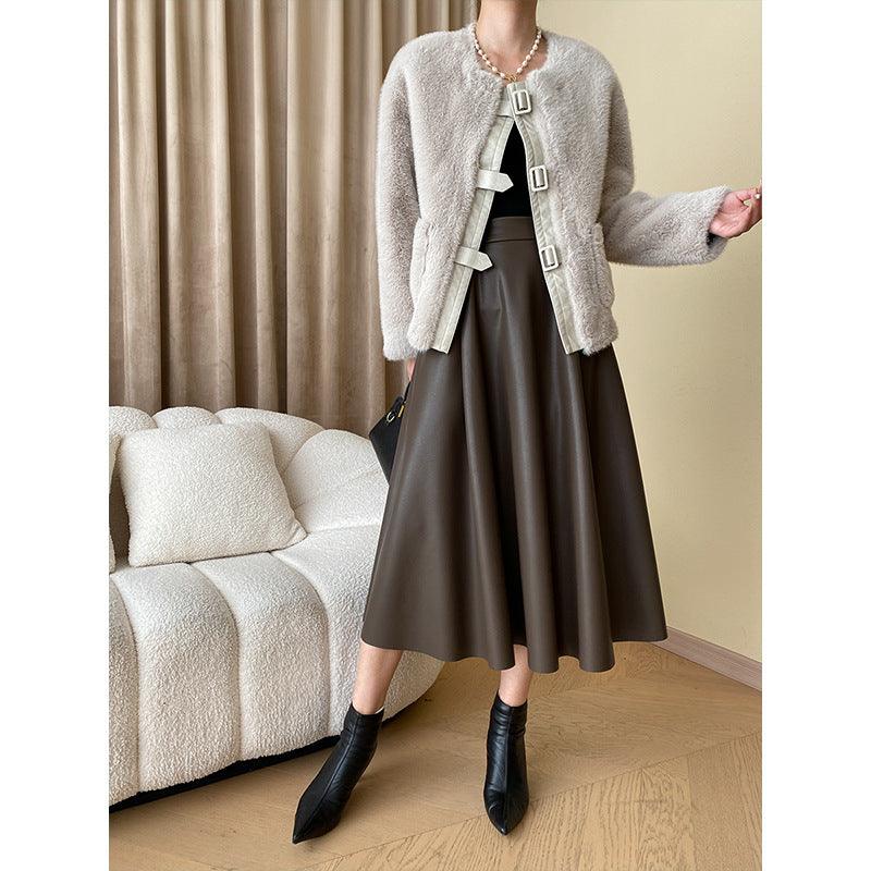 High Grade Elegant Fashionable A line Leather Skirt - Venus Trendy Fashion Online