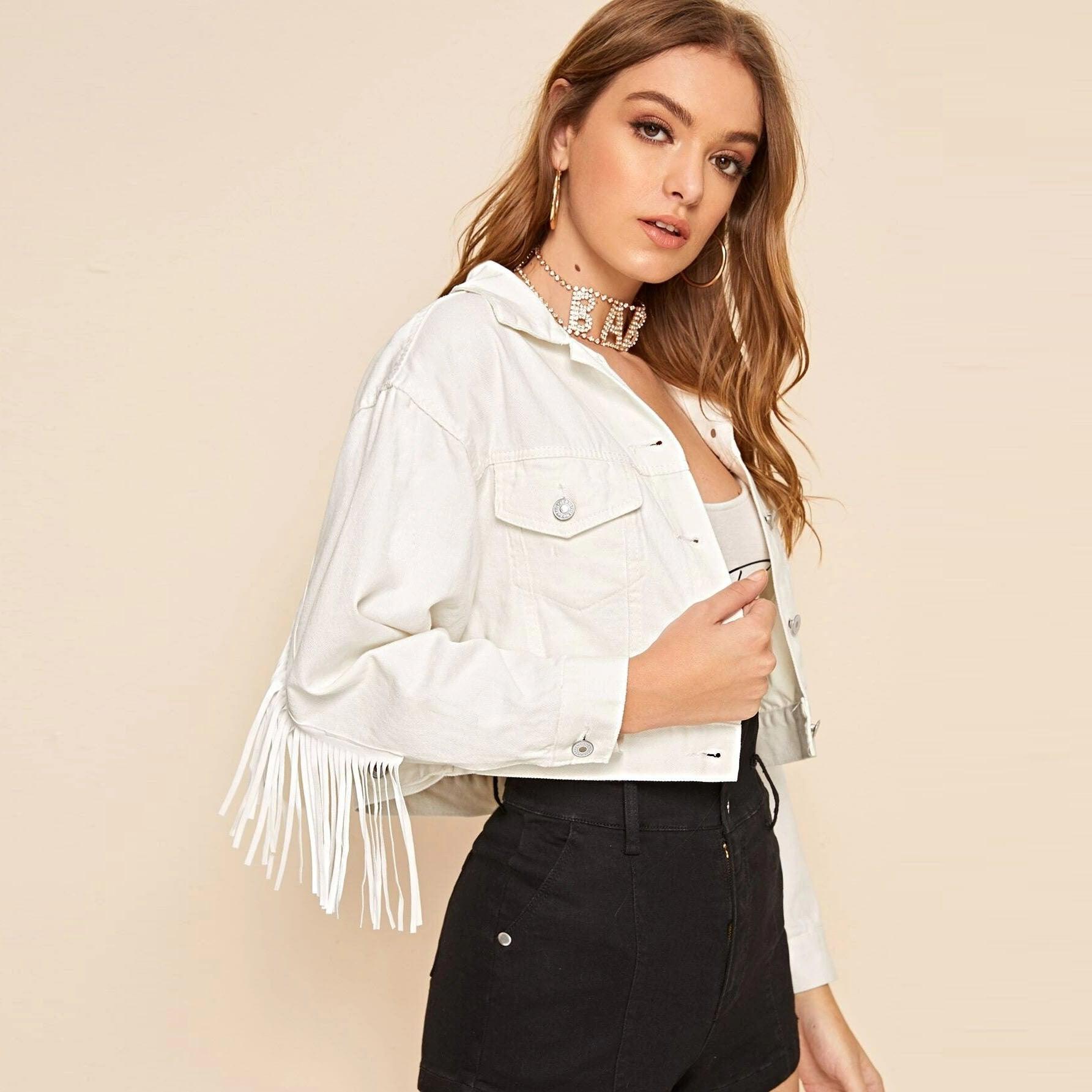 Women Casual Denim Jacket Tassel Short Jacket - Venus Trendy Fashion Online