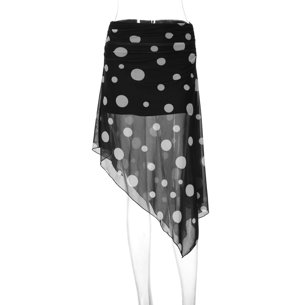 Women Sexy Mesh Polka Dot Skirt