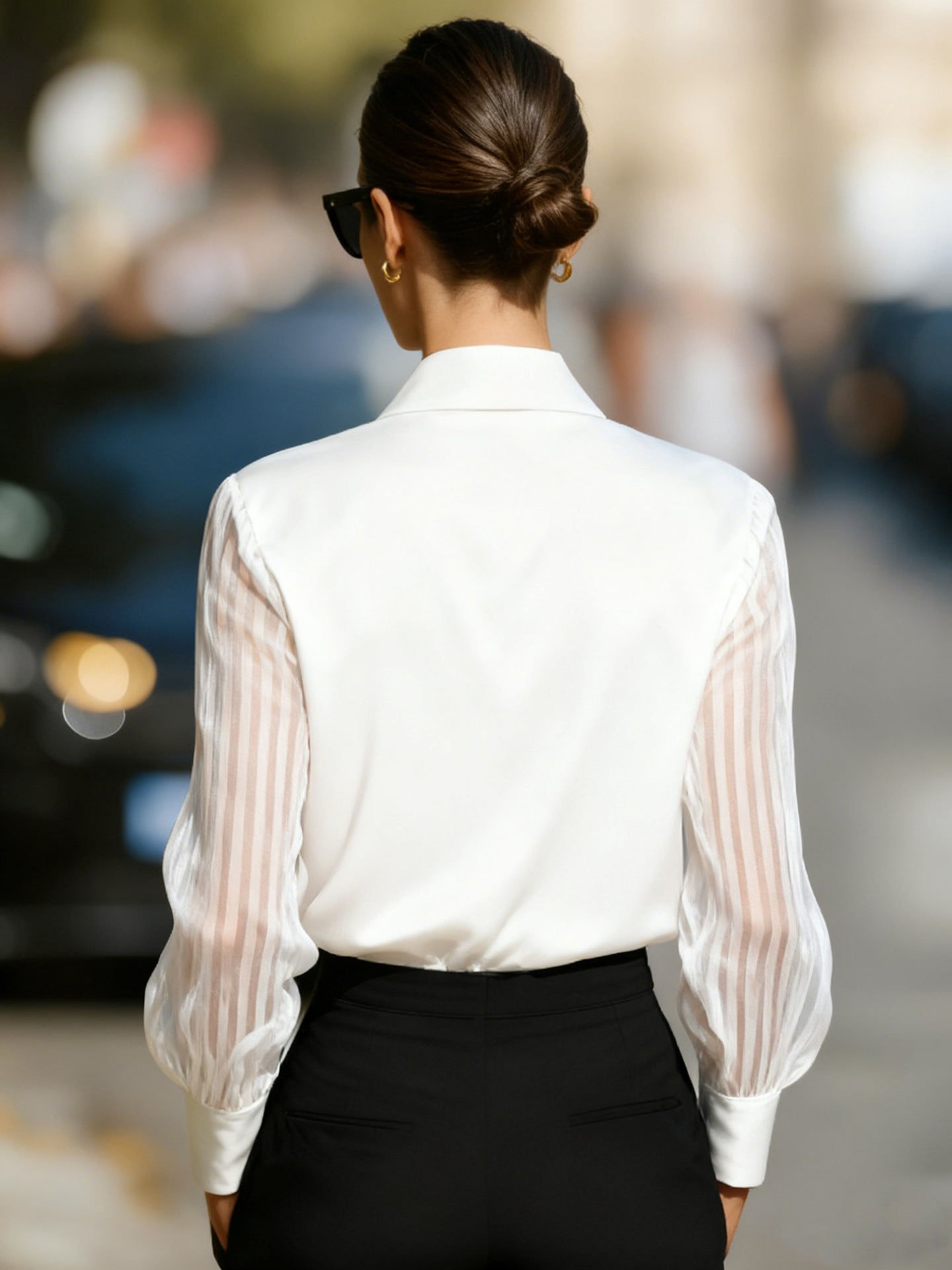 Women Solid Color Elegant Office Long Sleeve Shirt