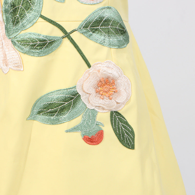 Summer Embroidery Three Dimensional Floral Sleeveless Dress