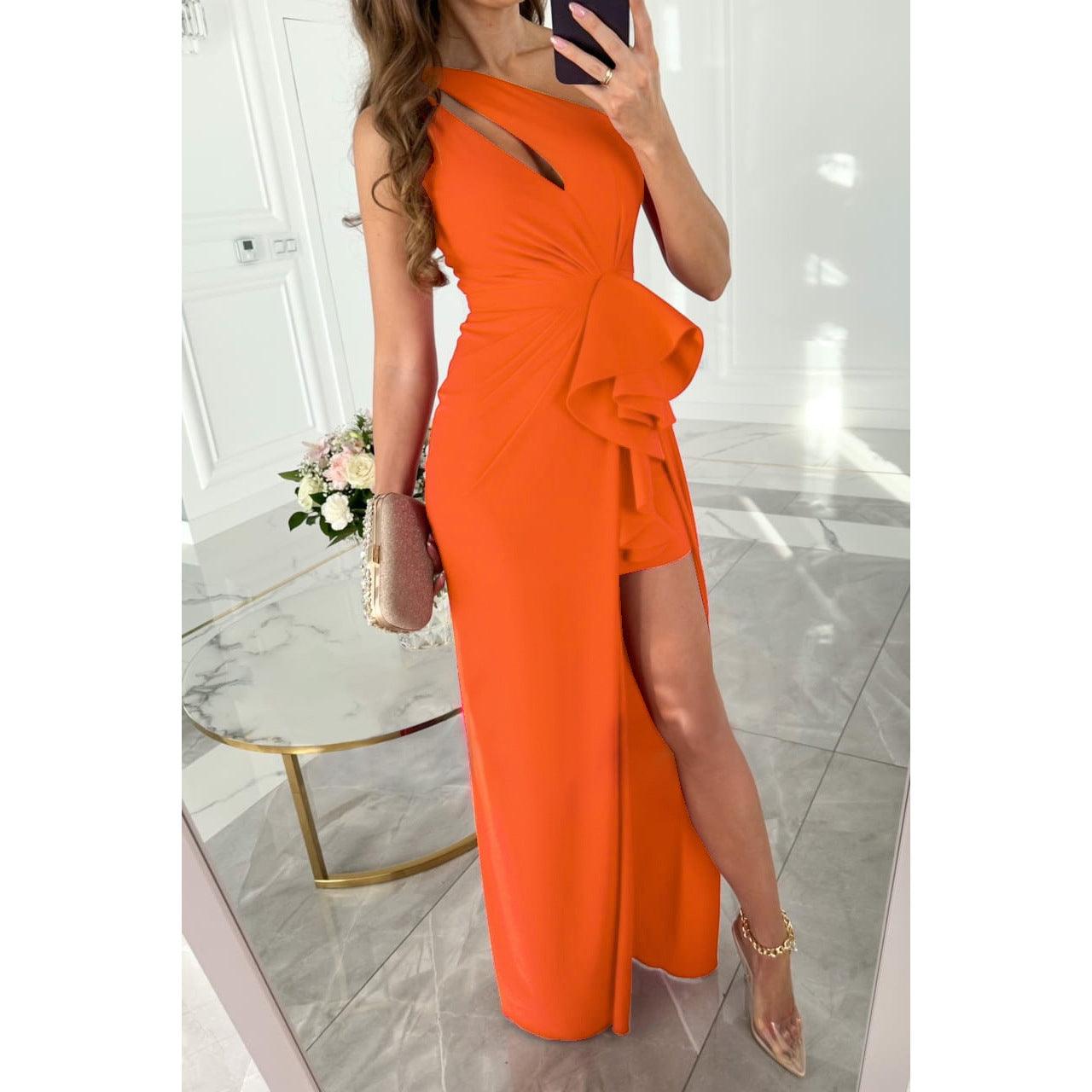 Spring Summer Sexy Sloping Shoulder Dress - Venus Trendy Fashion Online