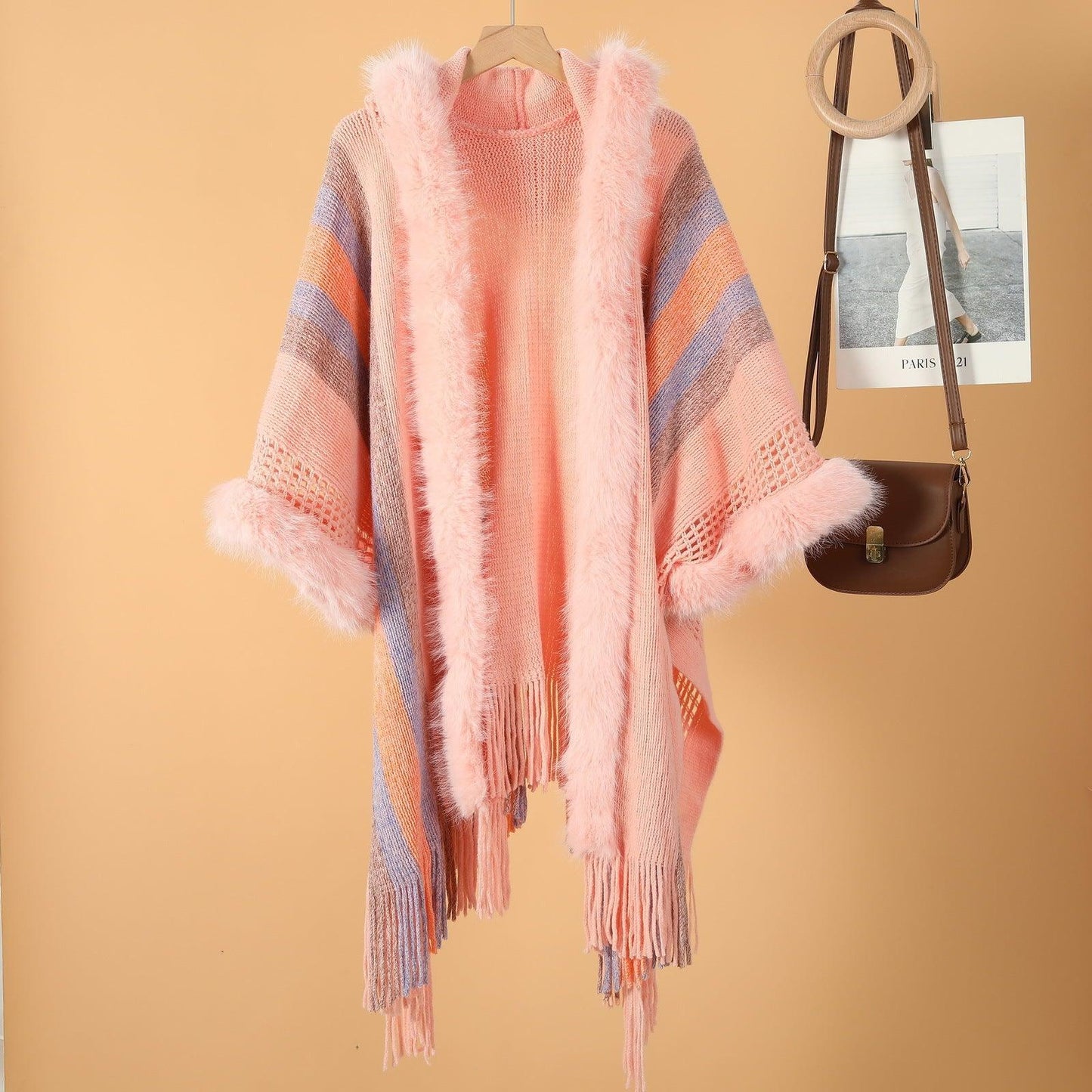 Women Spring Autumn Sleeved Knitted Cape Cloak - Venus Trendy Fashion Online