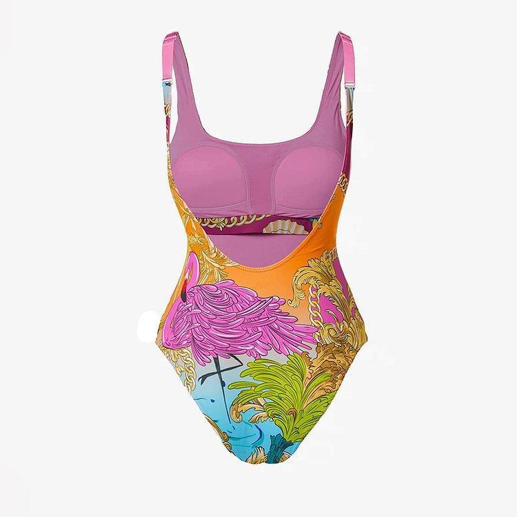 Printed Contrast Color One Piece Swimsuit Sets - Venus Trendy Fashion Online