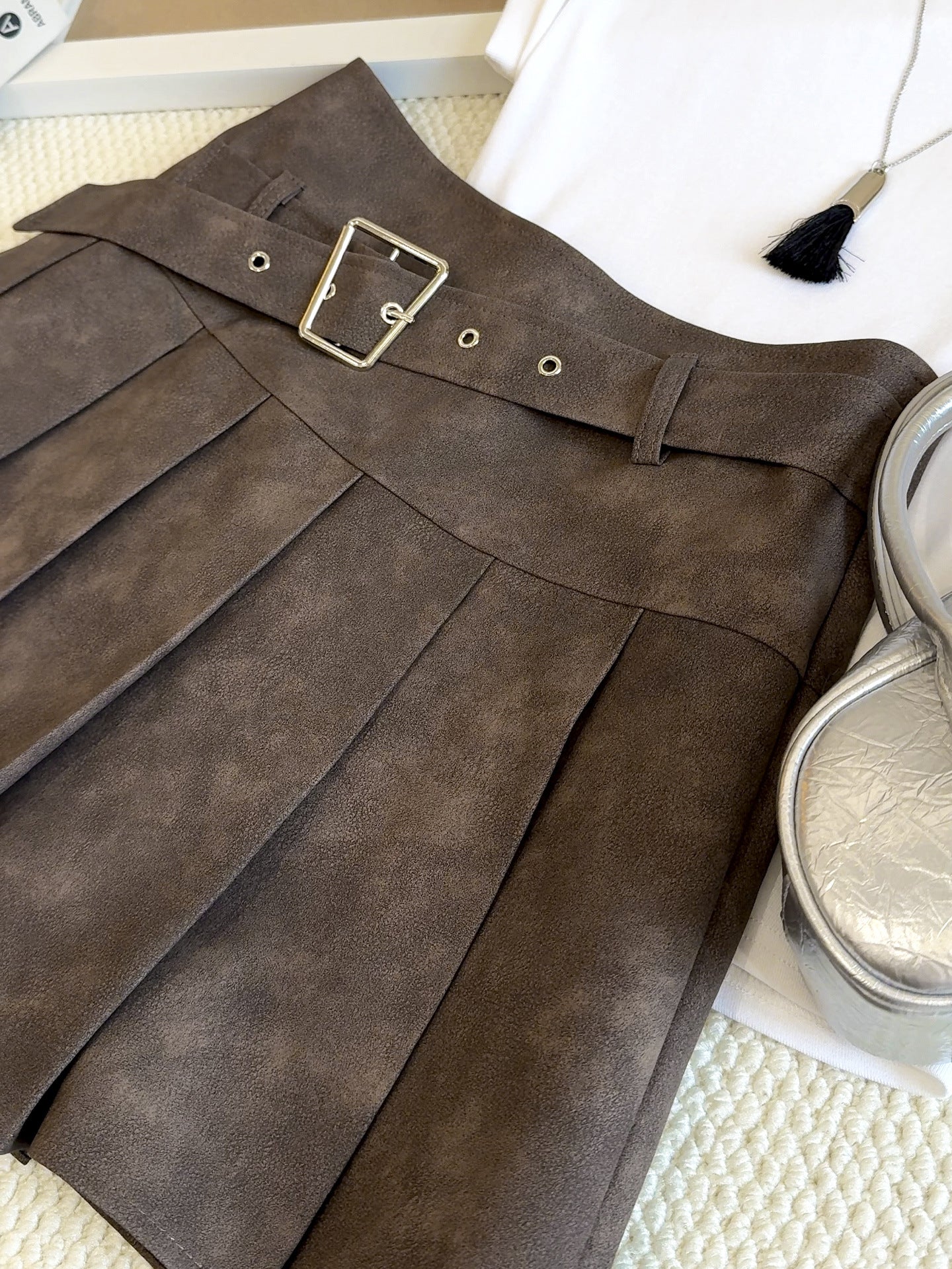 Women Faux Leather A line Skirt