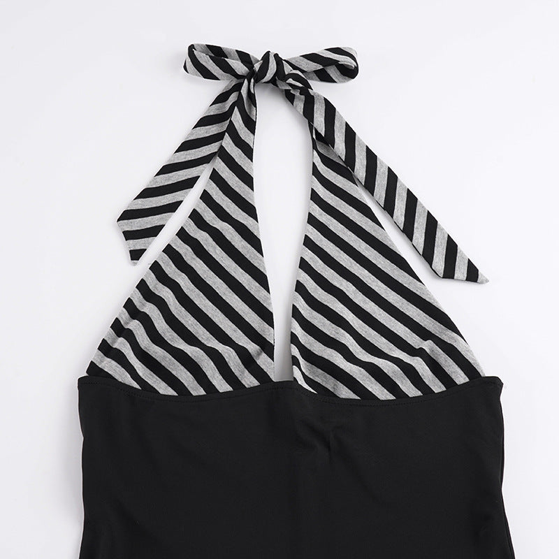 Casual Striped Strap Halter Jumpsuit