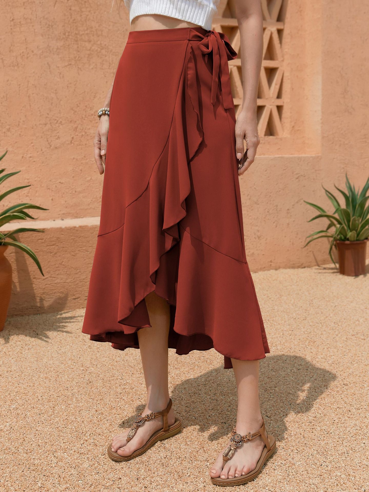 Lace up One Piece Wrap Skirt
