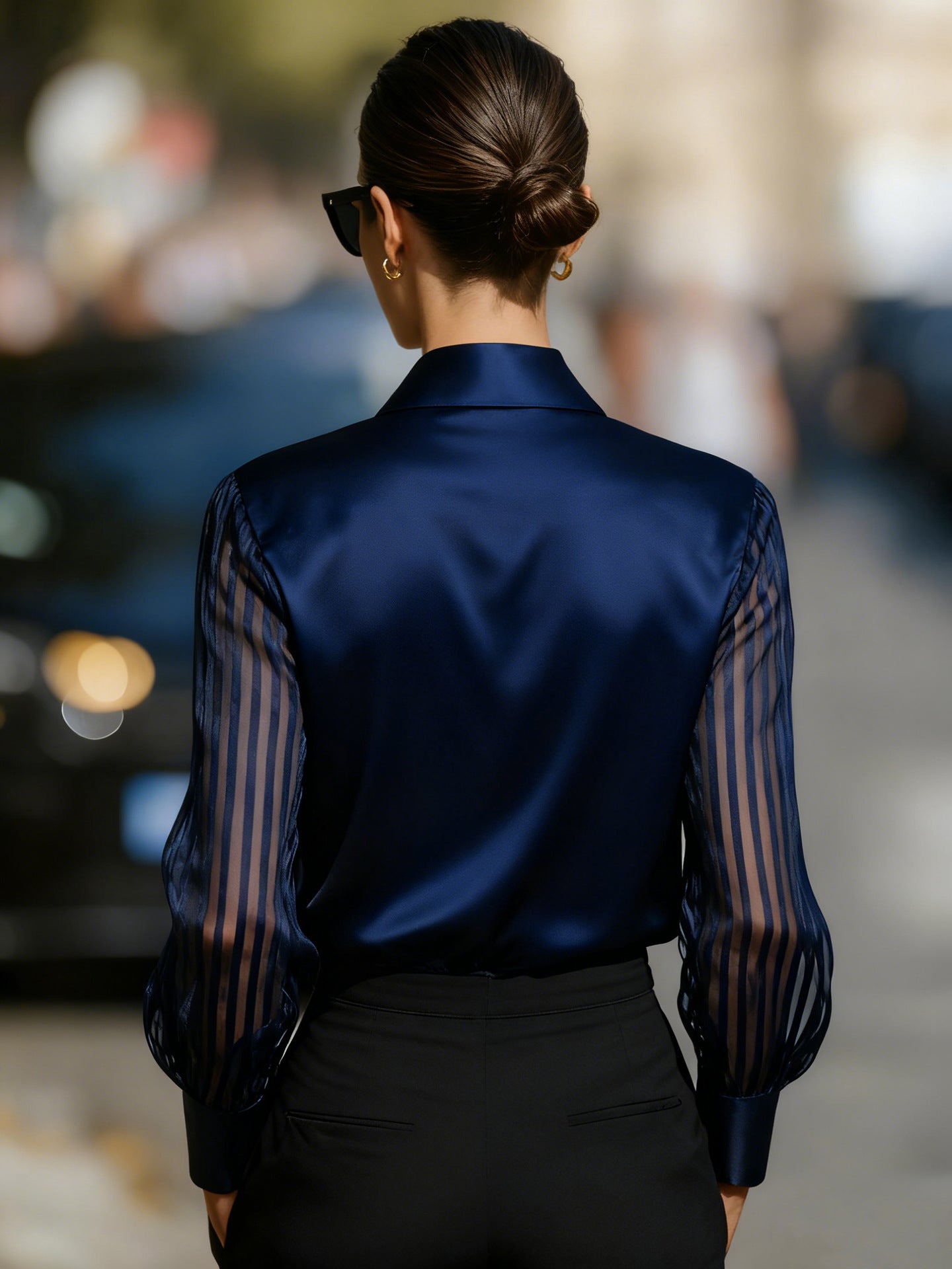 Women Solid Color Elegant Office Long Sleeve Shirt