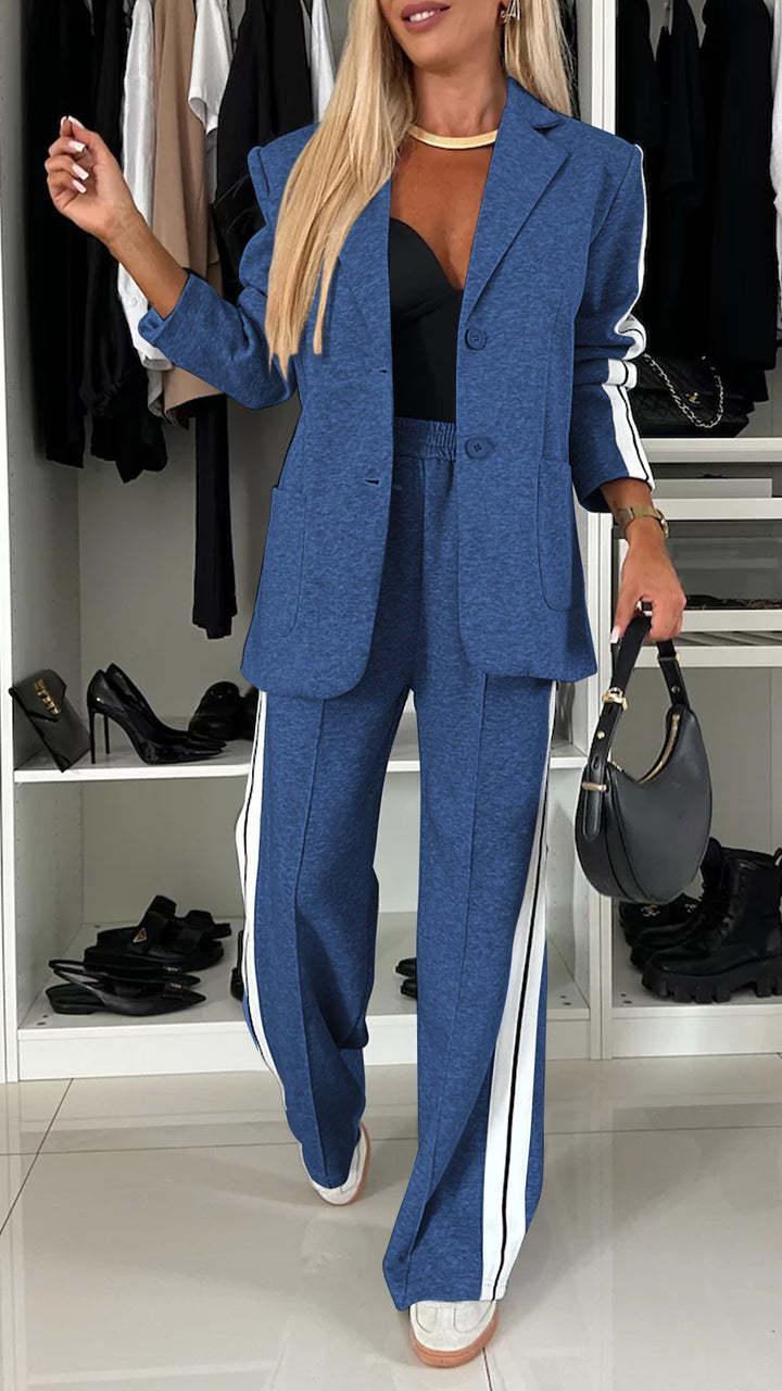 Women Long Sleeve Collared Casual Suit - Venus Trendy Fashion Online