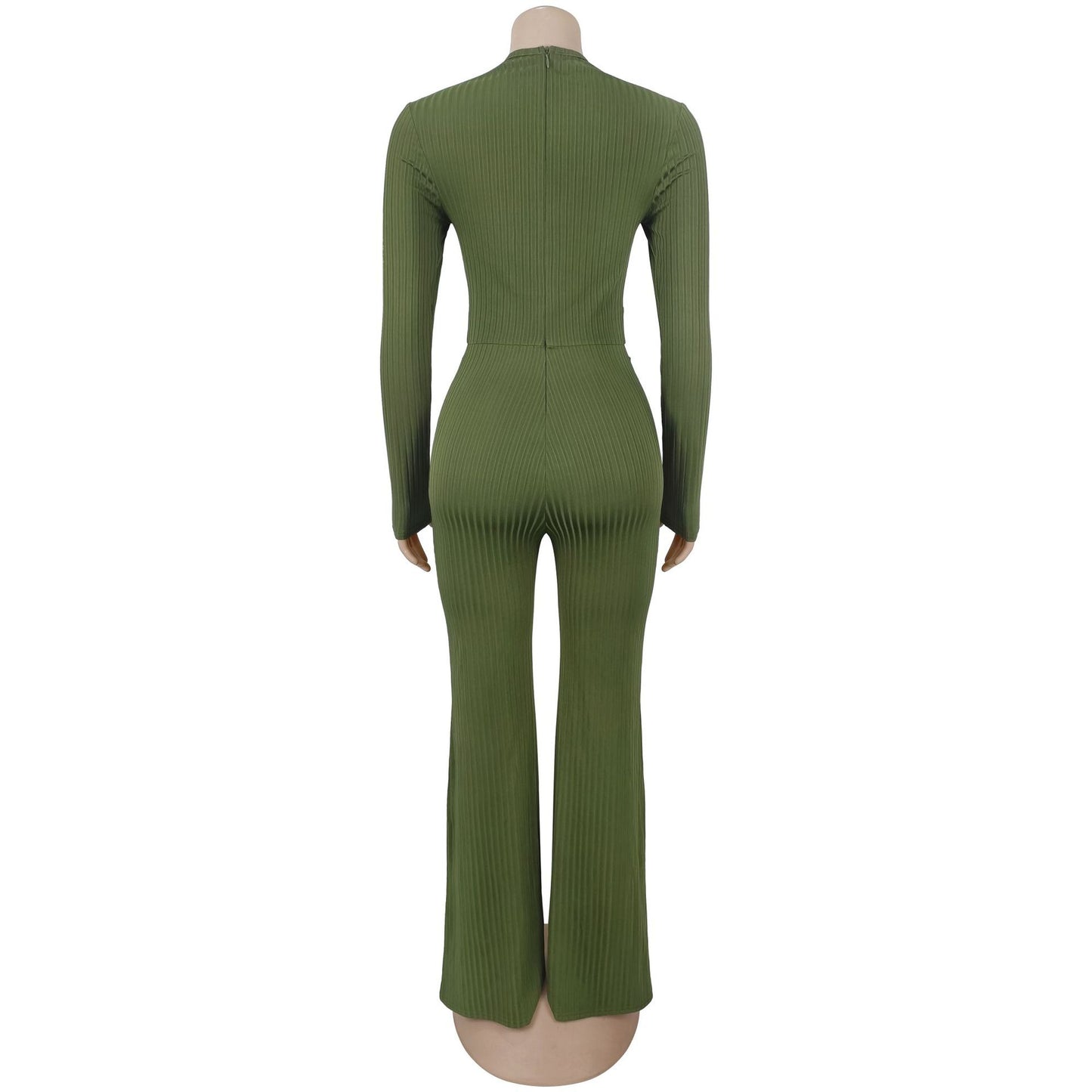Women Sunken Stripe Hollow Out Casual Office Jumpsuit