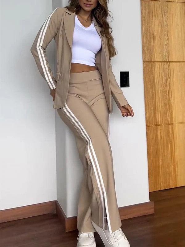 Women Casual Wide Leg Pants Two Piece Suit - Venus Trendy Fashion Online