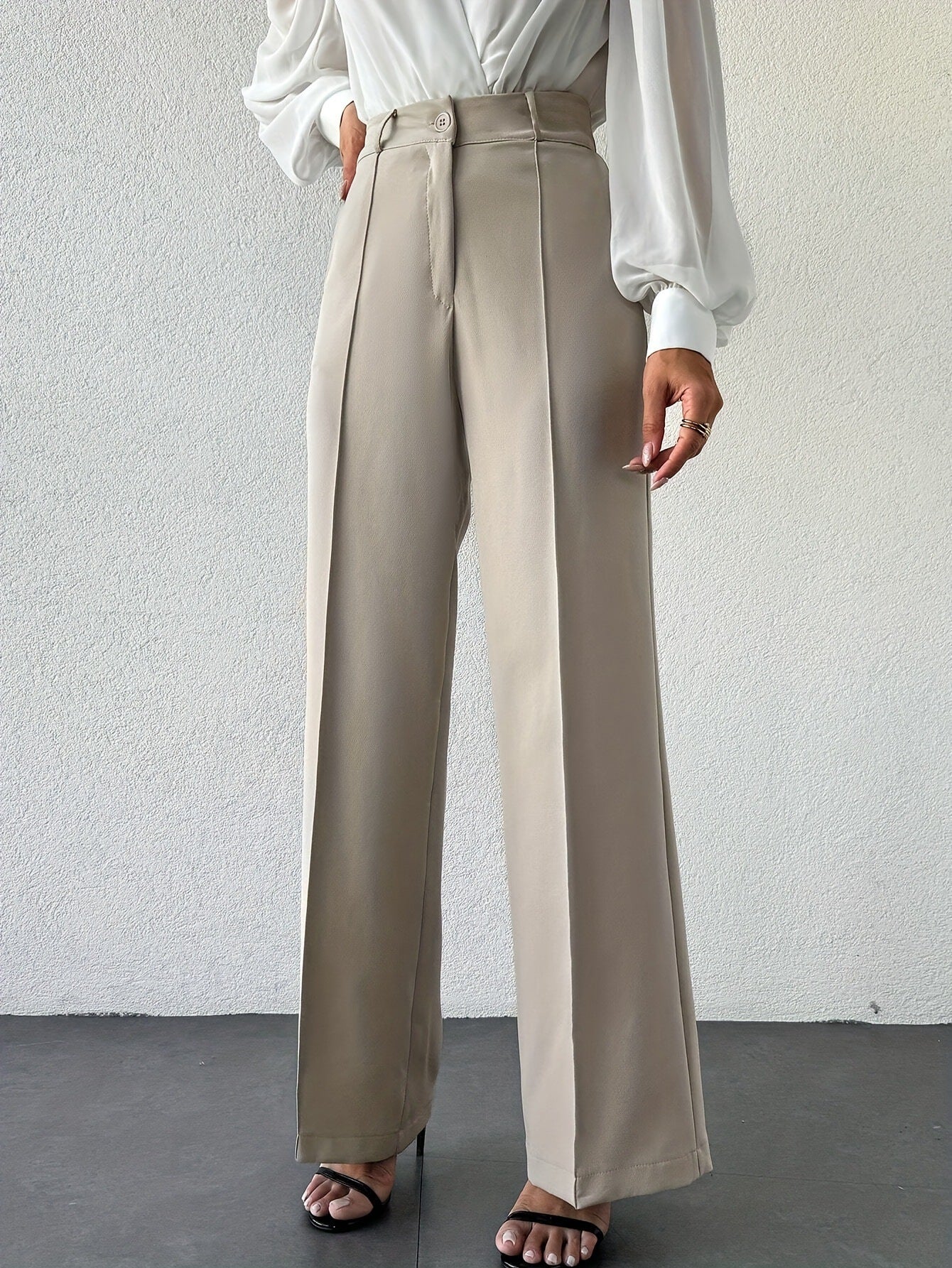 High Waist Slimming Straight Casual Trousers
