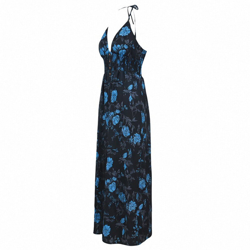 Women Summer Printed High Waist Wide Leg Jumpsuit