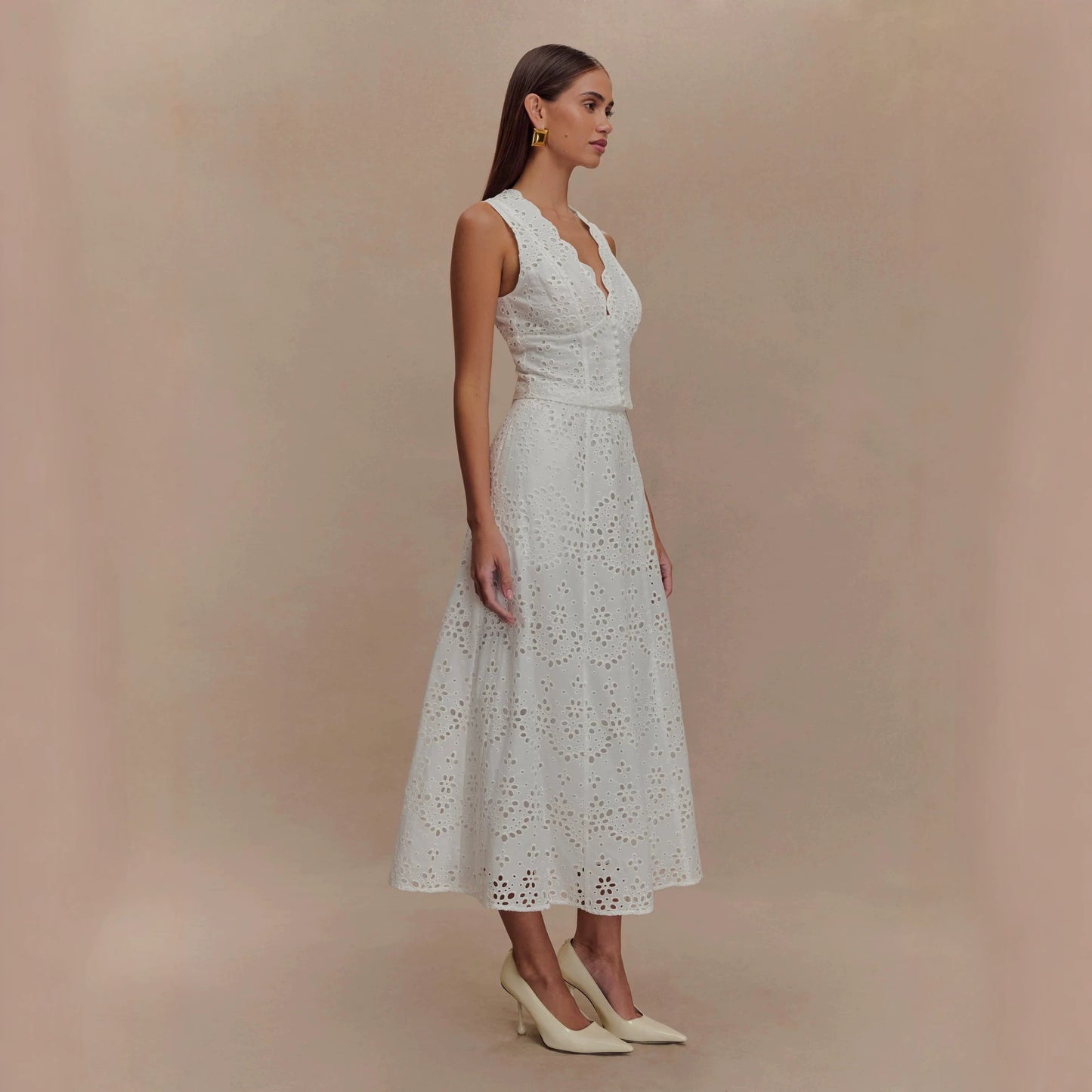 Summer Vest Lace Casual Vacation Skirt Two Piece Set