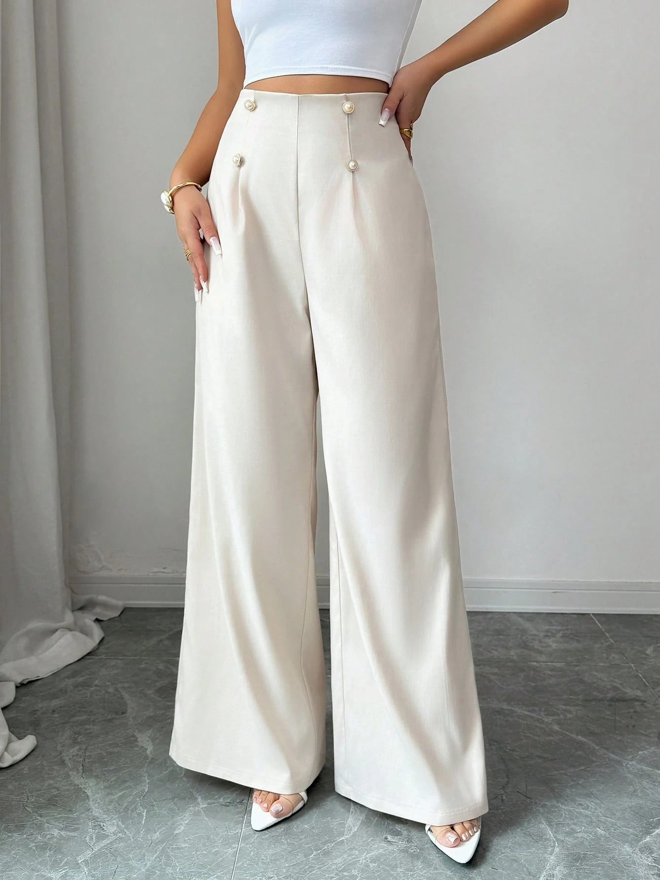 High End Design White Pants