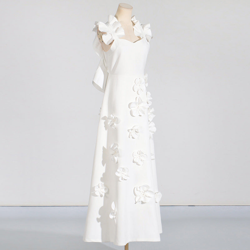High Grade Stitching Floral Backless Dress
