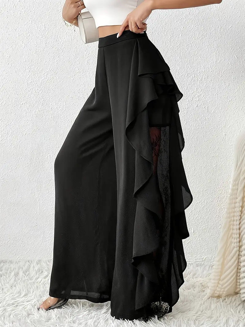 Women Wide Leg Lace Draping Long Pants