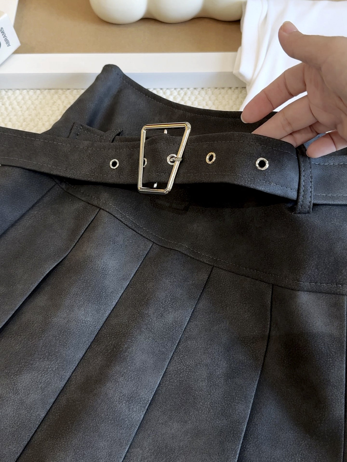 Women Faux Leather A line Skirt