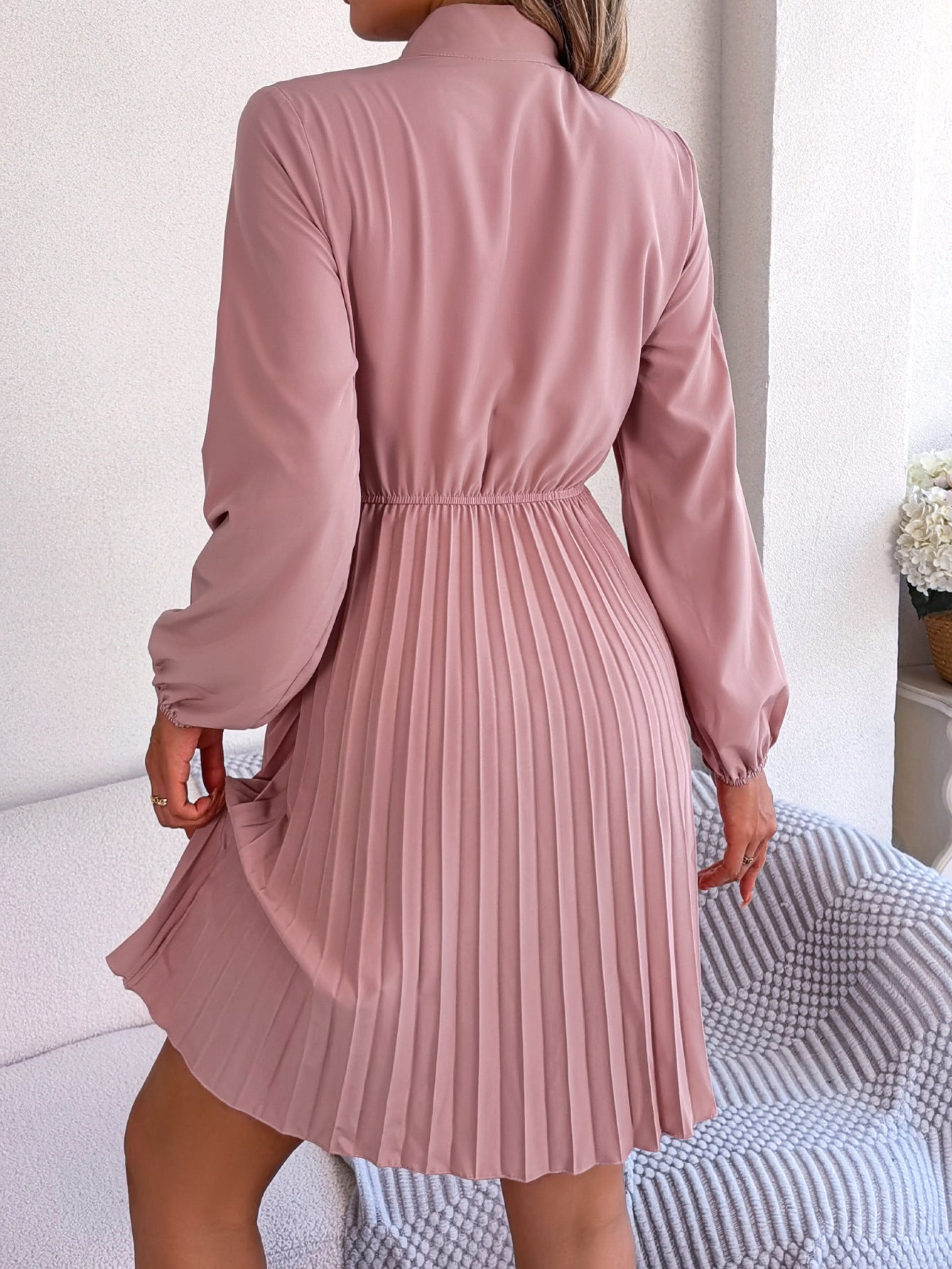 Autumn Winter Elegant Tied Waist Dress - Venus Trendy Fashion Online