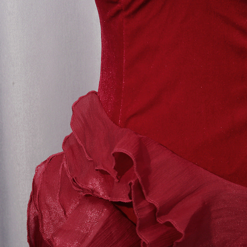 Decorations Tube Top Ruffled Short Evening Dress