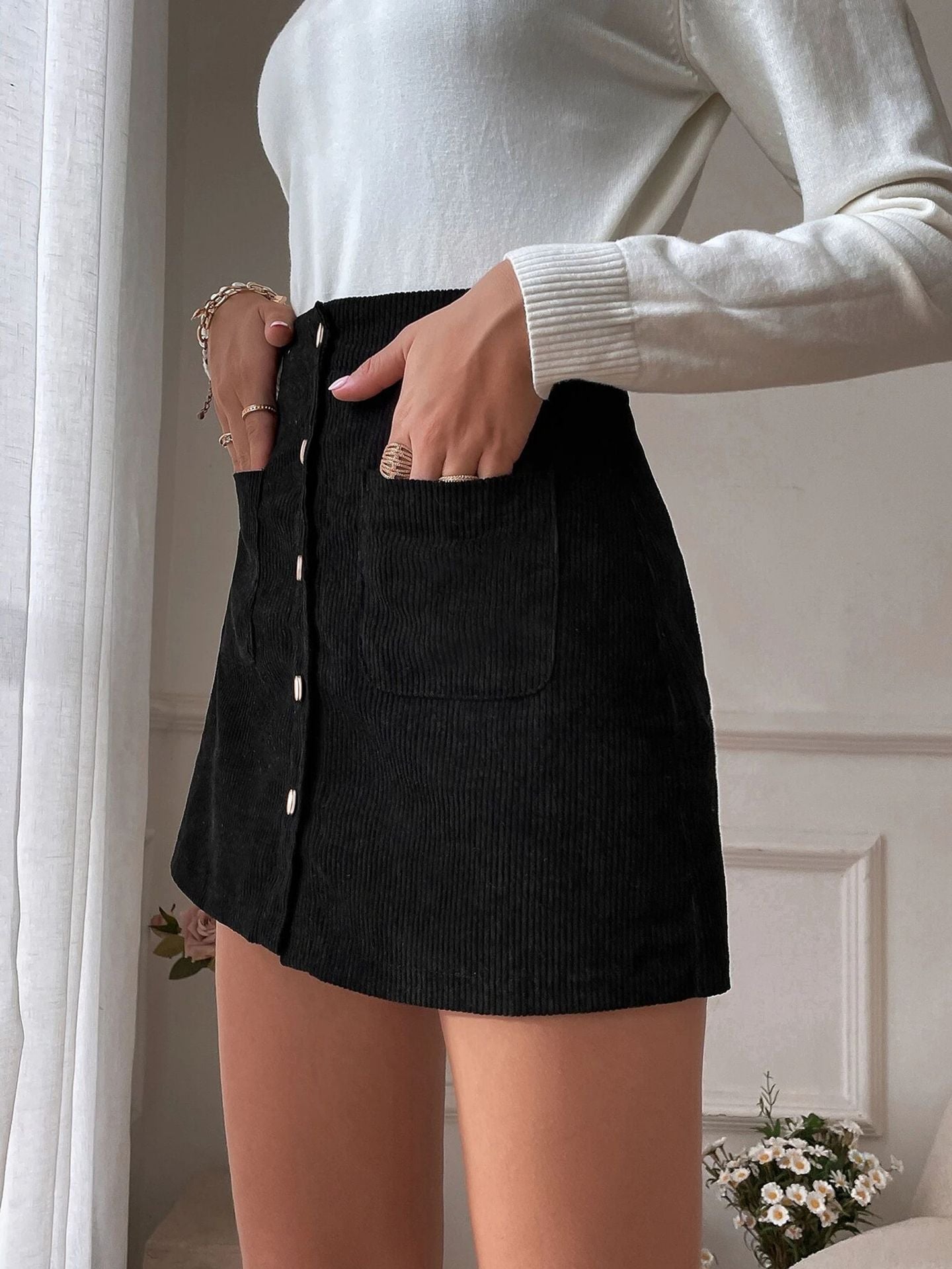 Autumn Winter Corduroy Hip Skirt