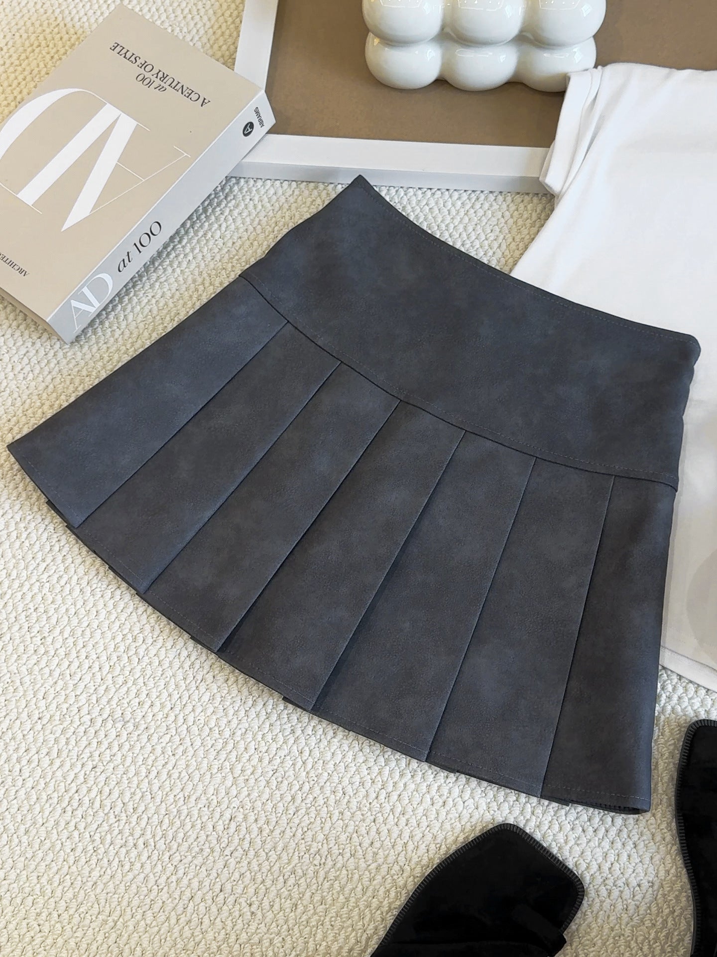 Women Faux Leather A line Skirt