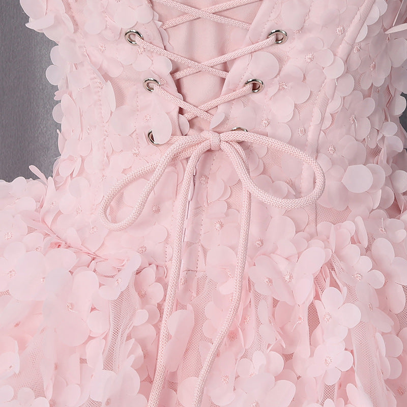 Spring Elegant Sweet Tube Top Floral Dress