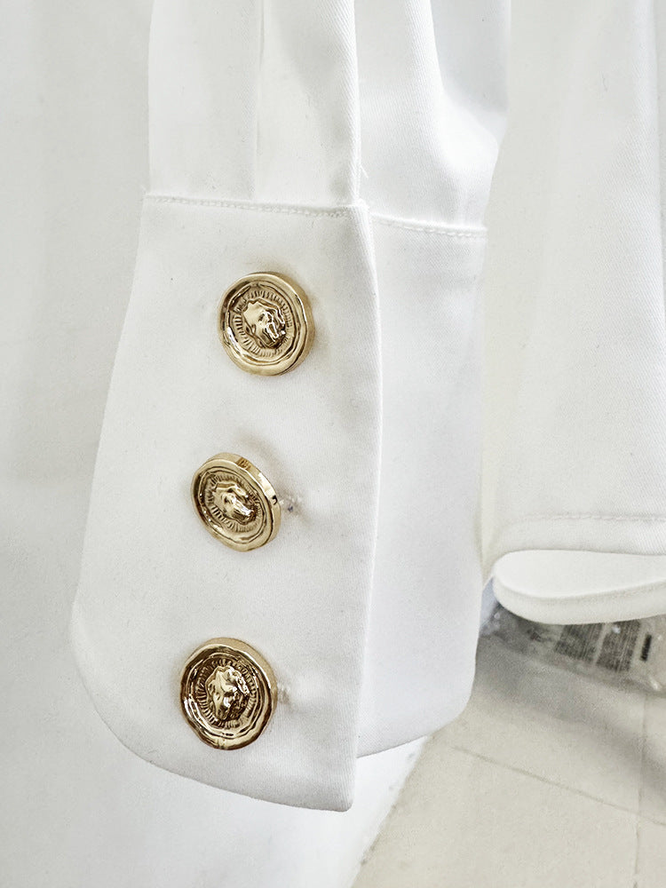 Ruffle All Match White Long Sleeve Shirt