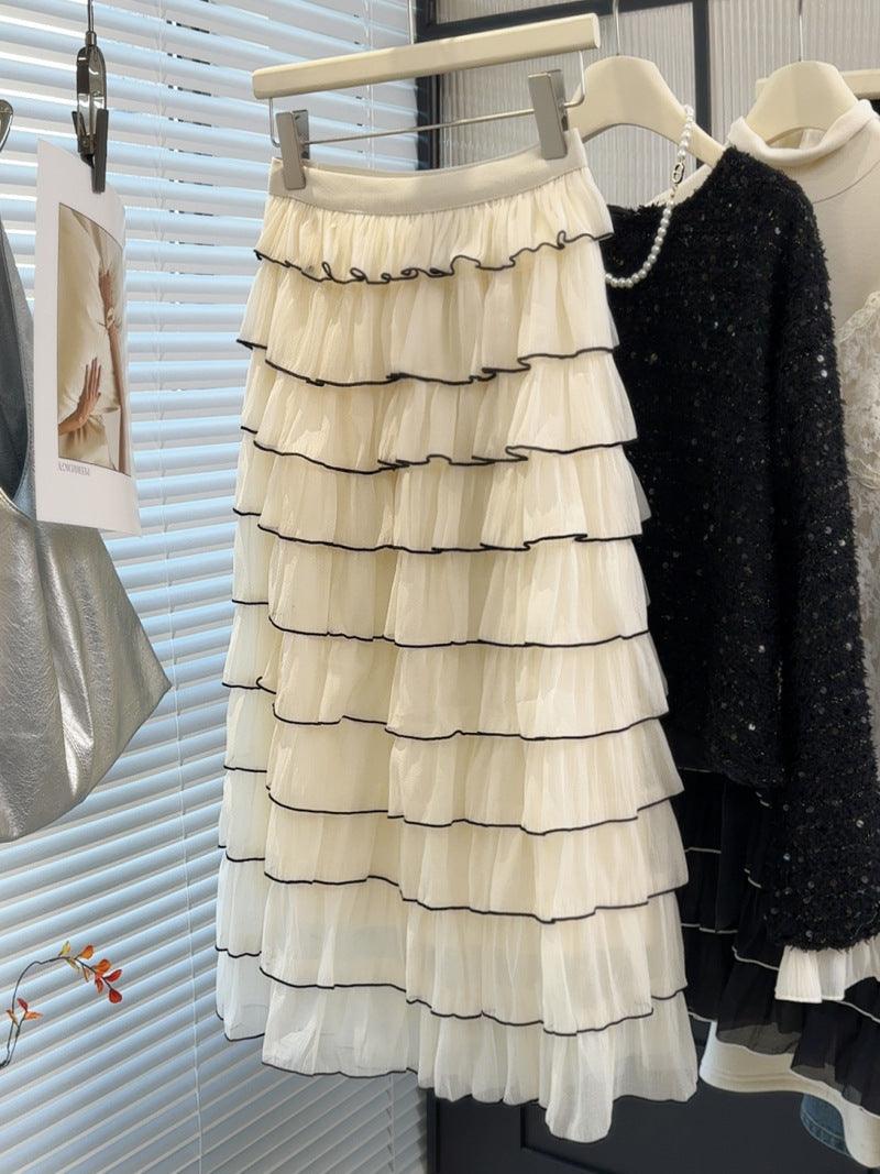 French Gentle Design Ruffled Tiered Skirt