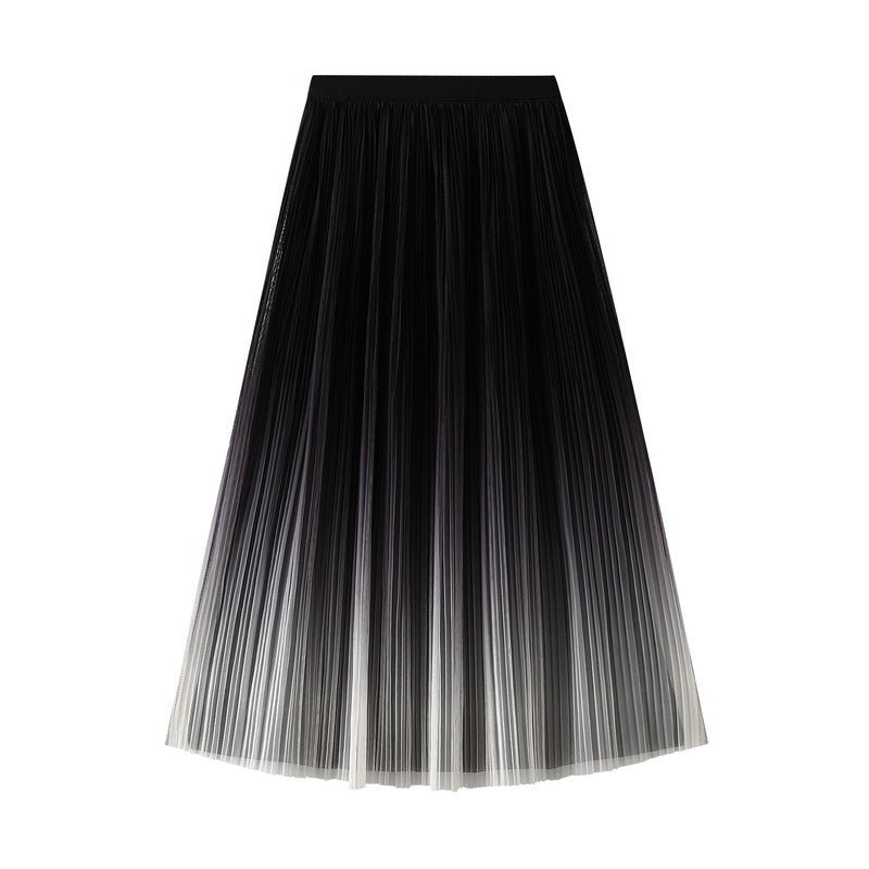 Women Elegant Graceful Gradient Color Pleated Skirt - Venus Trendy Fashion Online