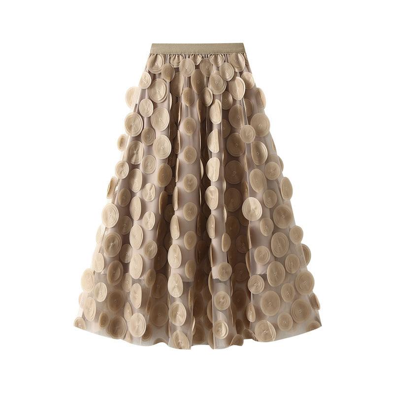 Three Dimensional Polka Dot Black Mesh Skirt