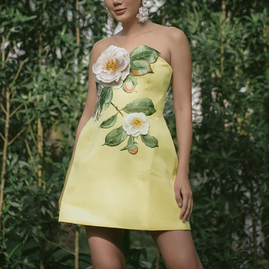 Summer Embroidery Three Dimensional Floral Sleeveless Dress