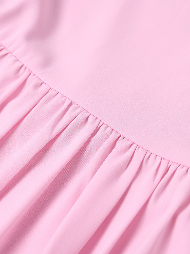 Sexy Backless Wooden Ear Smocking Stitching Hip Dress