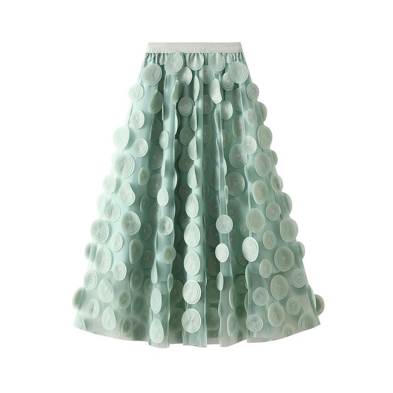 Three Dimensional Polka Dot Black Mesh Skirt