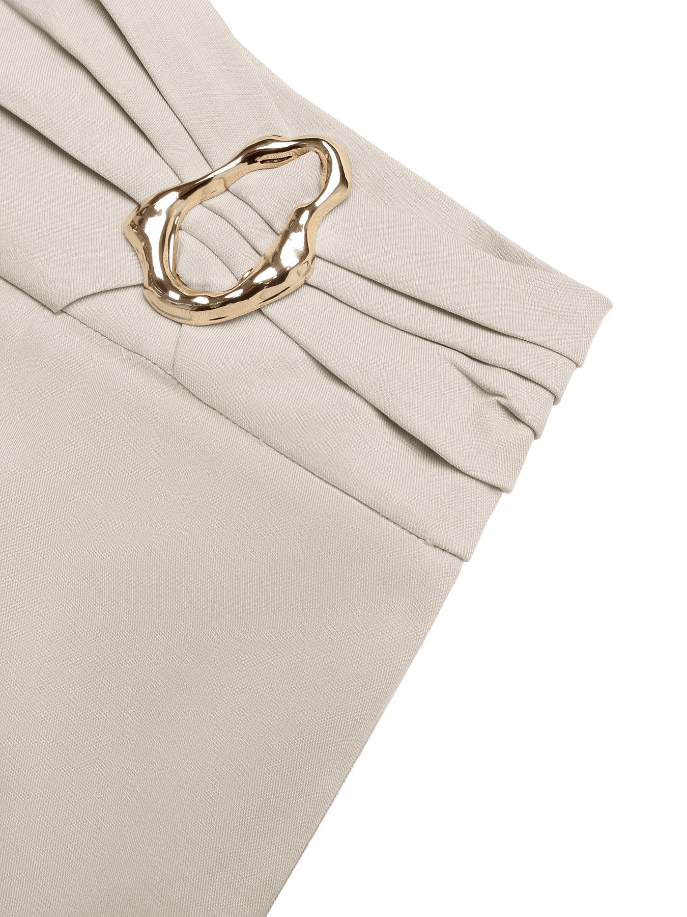 Women High Waist Metal Decoration Straight Leg Pants