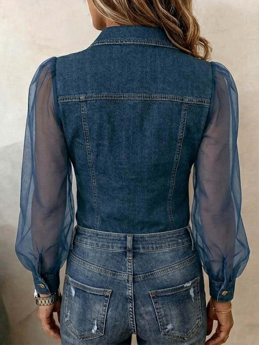Women V neck Lace Long Sleeve Top