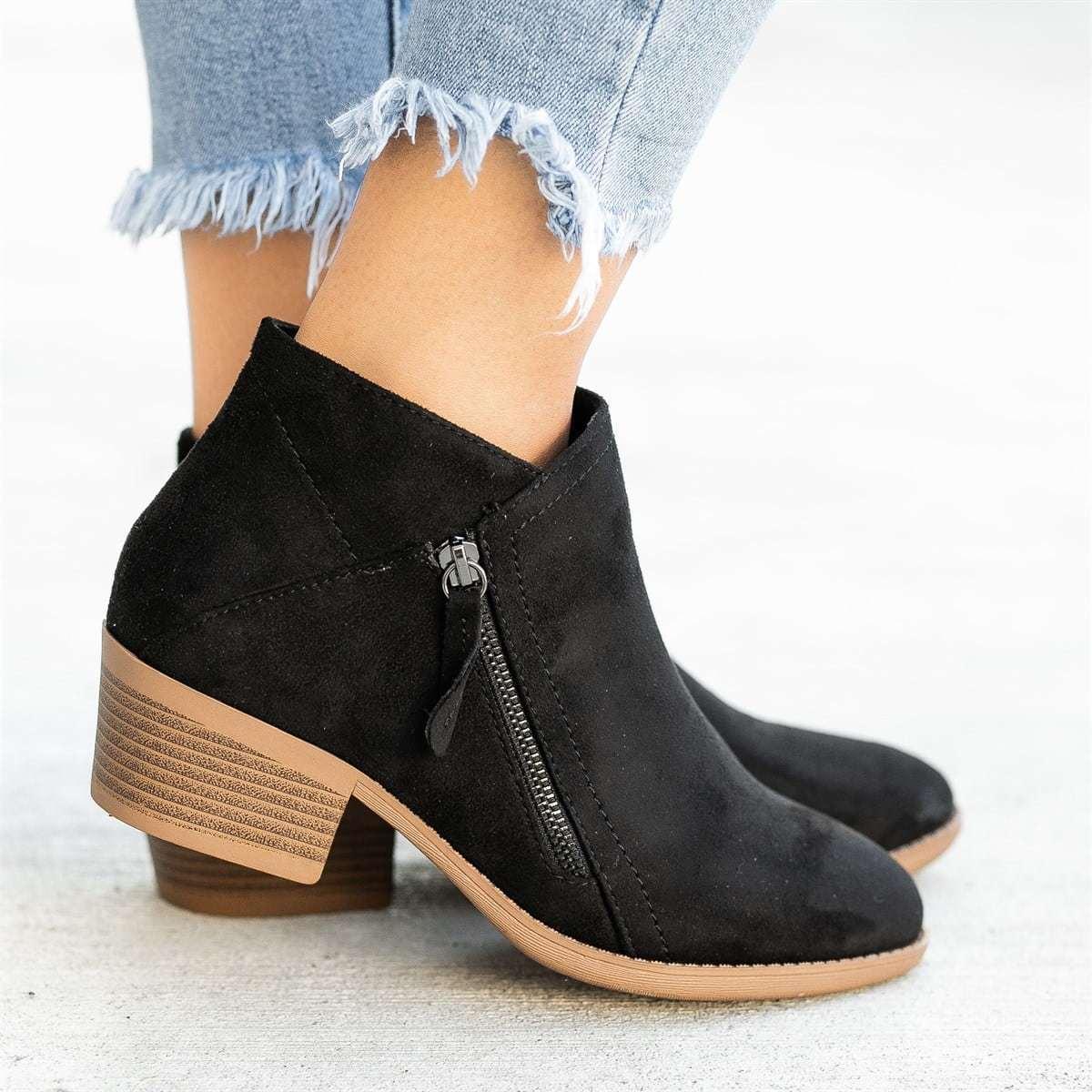 Women Suede Thick Heel Thin Martin Boots - Venus Trendy Fashion Online