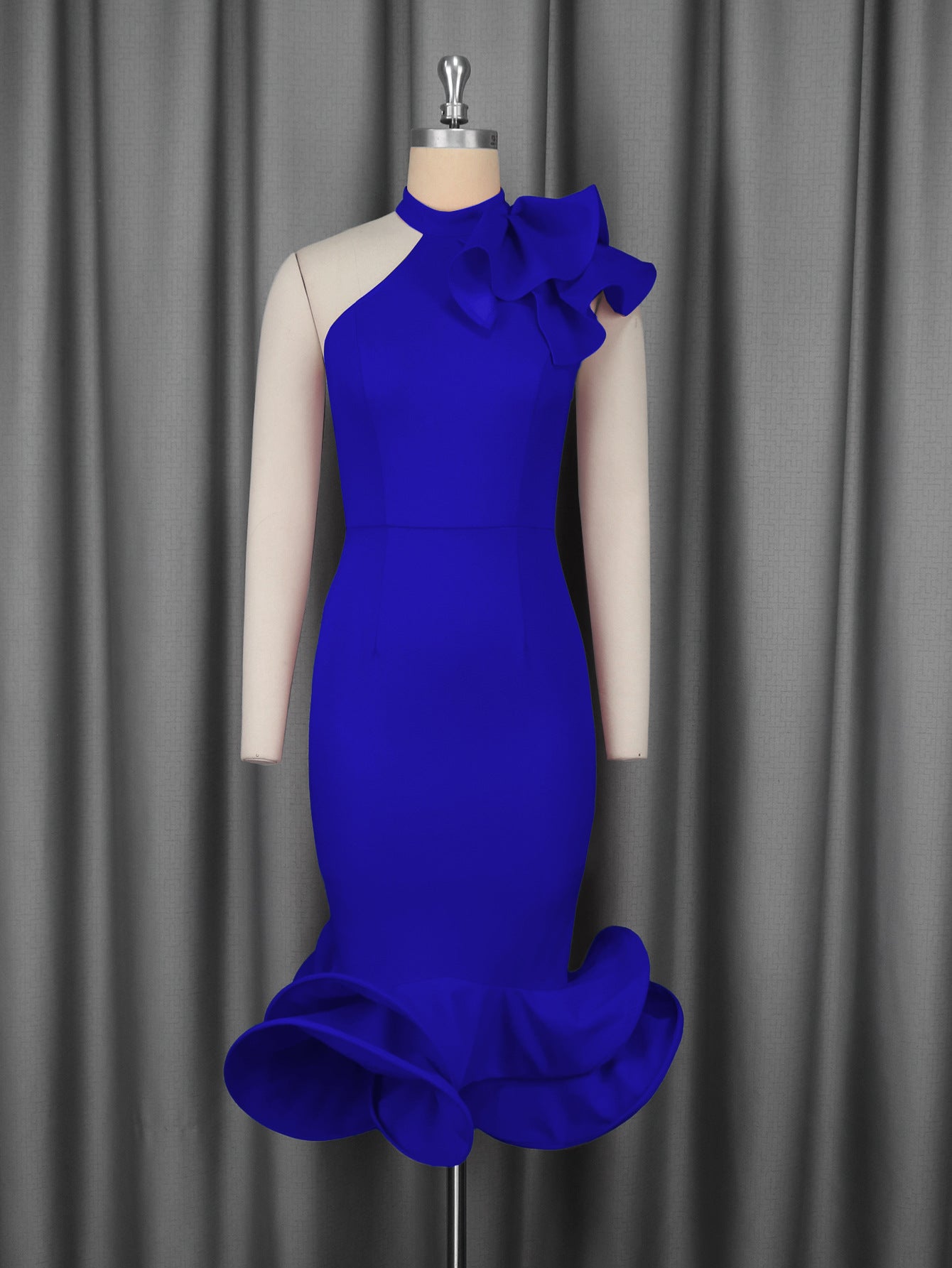 Elegant off Shoulder Ruffled Hem Cocktail Evening Dress