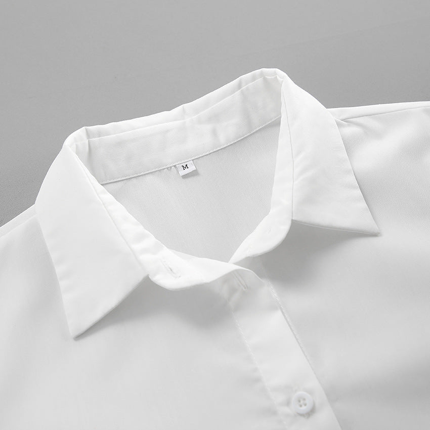 White Ruffled Long Sleeve Elegant Women Shirt