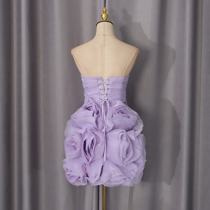 Three Dimensional Floral High Waist Slim Sexy Dress