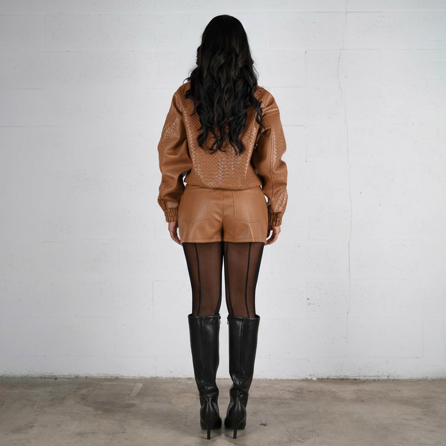 Women Short Lapels Zipper Motorcycle Jacket