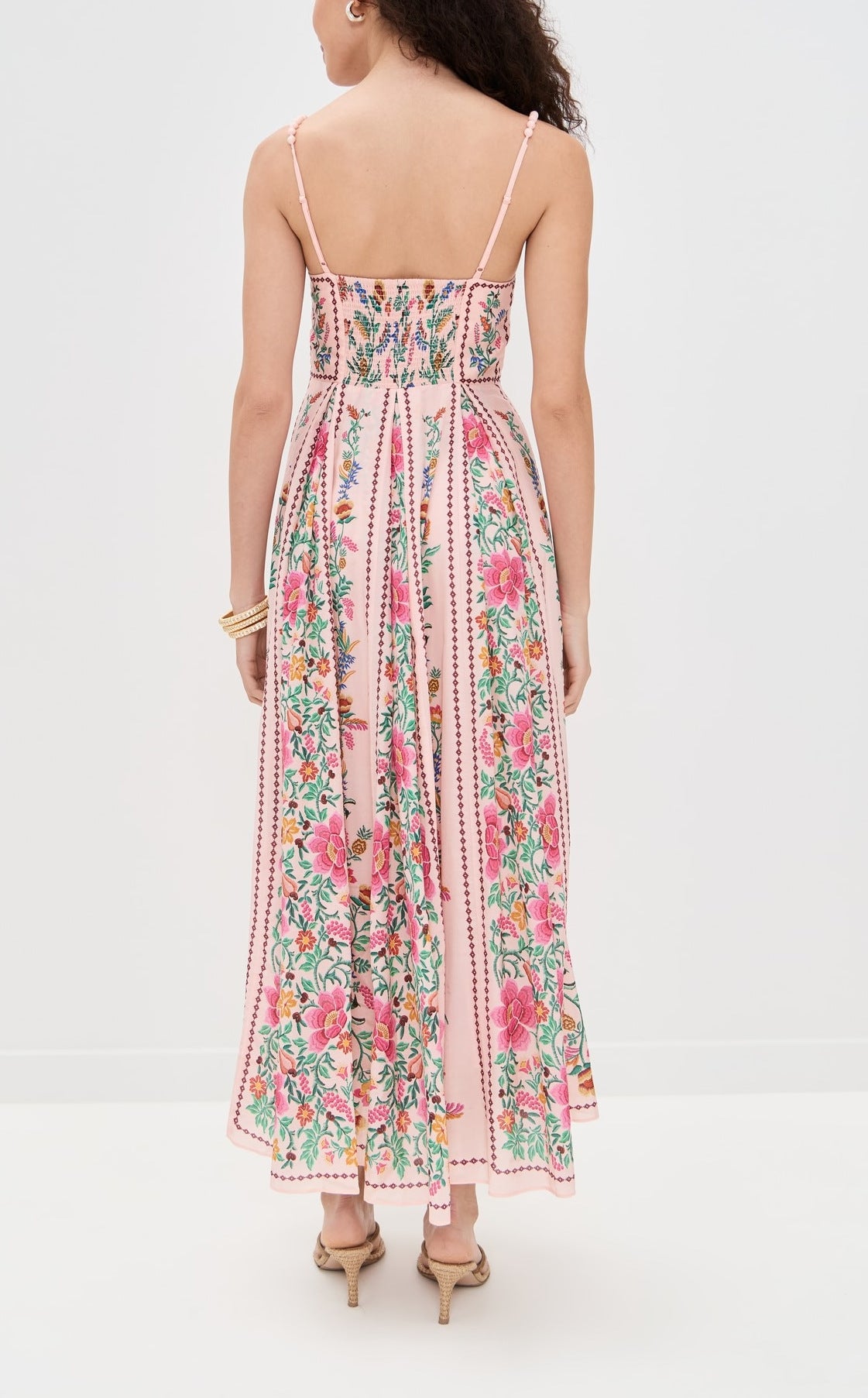 Sexy Decorative Beads Sling Positioning Print Holiday Dress