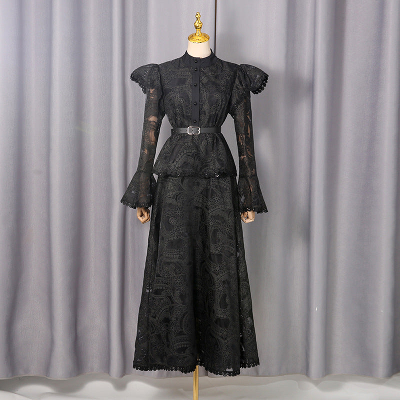 French Cutout Lace Slimming Elegant Dress