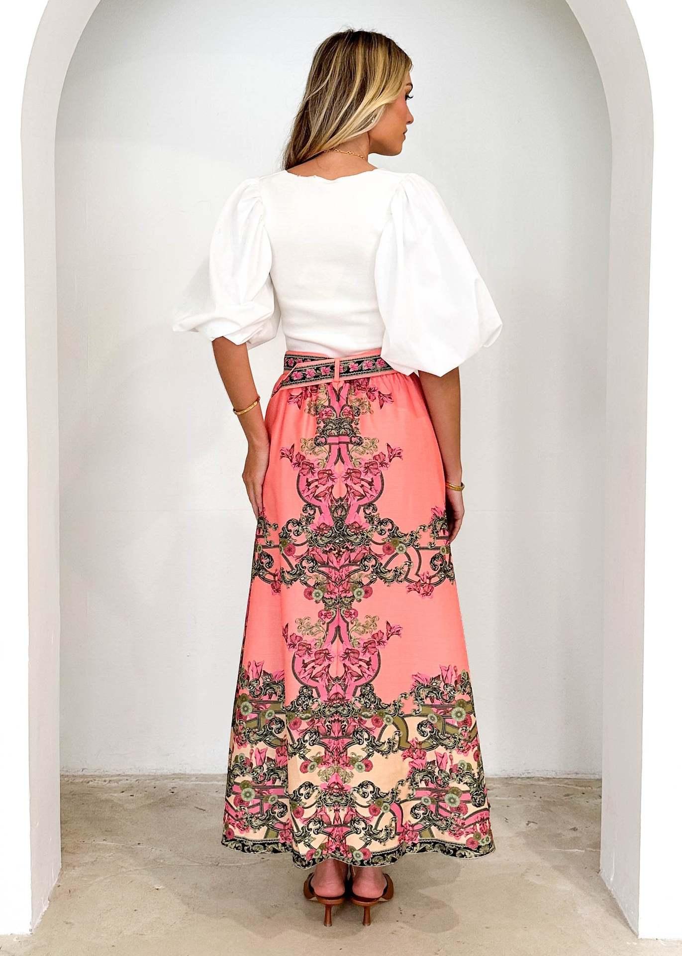 Women Summer Printing Elegant Loose Floral Skirt