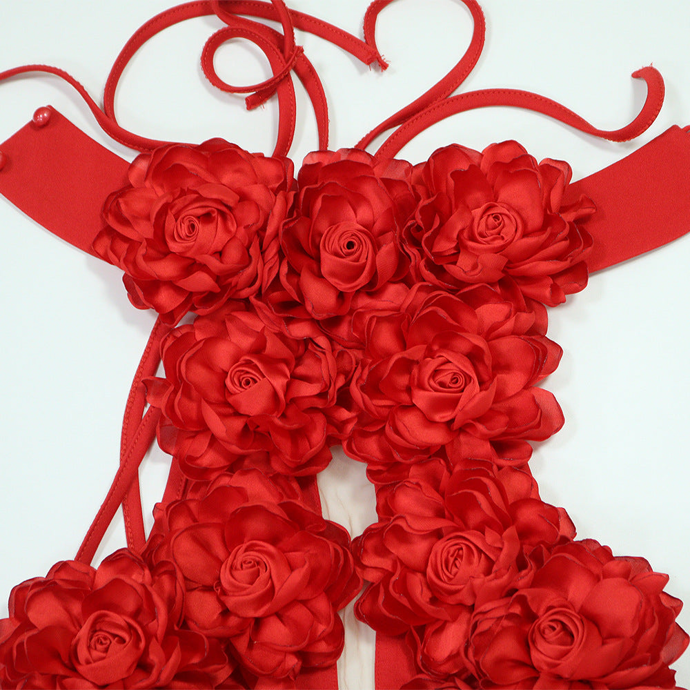 Sexy Halter Large Floral Evening Dress