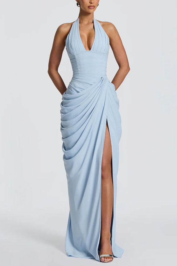 Spring Summer Halter Split Dress