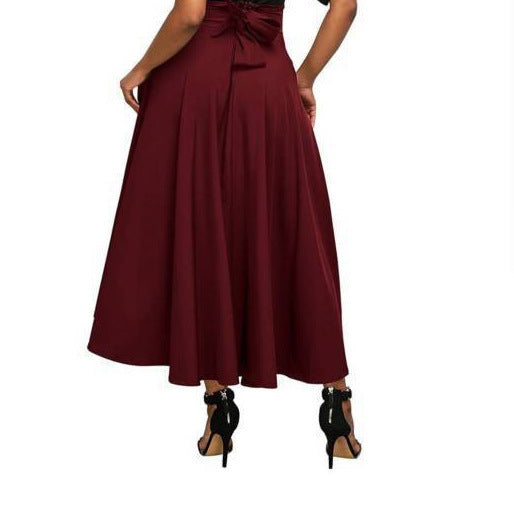 Women Solid Color Lace up Ankle Waist Slimming Maxi Skirt - Venus Trendy Fashion Online