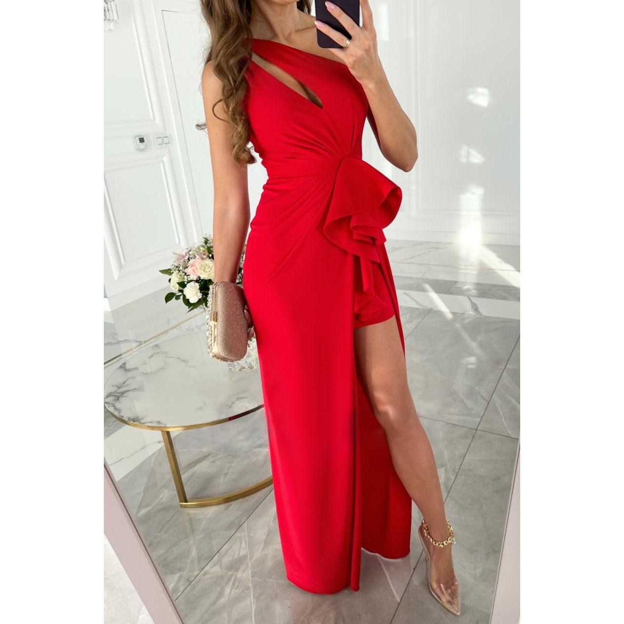 Spring Summer Sexy Sloping Shoulder Dress - Venus Trendy Fashion Online