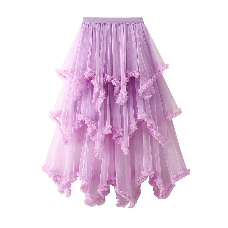 Mid Length High Waist Puffy Fairy Gauze Long Skirt - Venus Trendy Fashion Online