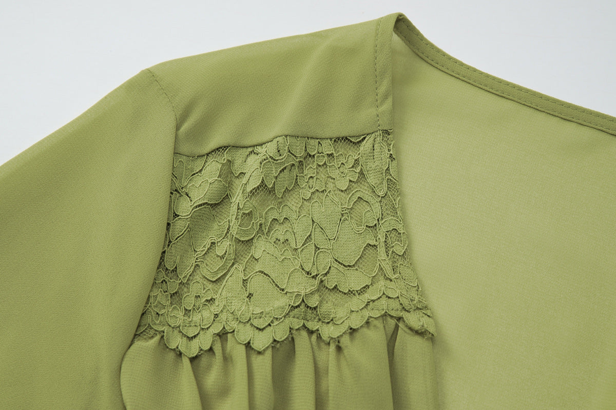 French Women Sexy Lace Chiffon Cardigan skirt sets
